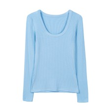 High-Elastic Premium Cotton U-Neck Long Sleeve Fitted Top for Women High-Elastic Premium Cotton U-Neck Long Sleeve Fitted Top for Women