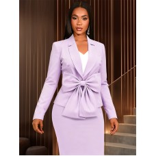 Collar deep V-neck long sleeved suit jacket