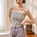 Design Sense Striped Strapless Off-Shoulder Top  Casual Wear