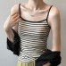 Elegant Stripe Tank Top  Casual Wear Slim Fit Versatile Cotton Innerwear