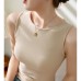 High Elastic Ribbed Cotton Wide Strap Sleeveless Tank Casual Inner Layer Solid Color