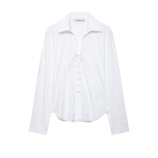 Slim fit poplin lace up shirt for spring