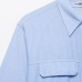 Striped hidden button pocket embellished short shirt