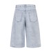 Character printed denim cropped pants