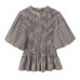 Small plaid bubble sleeve honeycomb top Small plaid bubble sleeve honeycomb top