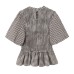 Small plaid bubble sleeve honeycomb top Small plaid bubble sleeve honeycomb top