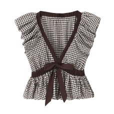 Balloon shaped small checkered bow top