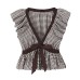Balloon shaped small checkered bow top