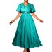 V-neck short sleeved slim fit long skirt