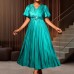 V-neck short sleeved slim fit long skirt