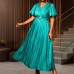 V-neck short sleeved slim fit long skirt