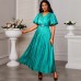 V-neck short sleeved slim fit long skirt