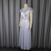 V-neck high waisted pleated dress