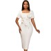Square neck ruffle edge dress