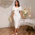 Square neck ruffle edge dress