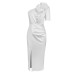 Solid color single shoulder diagonal collar dress