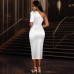 Solid color single shoulder diagonal collar dress