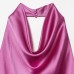 Sleeveless silk satin texture hanging neck collar top