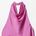 Sleeveless silk satin texture hanging neck collar top