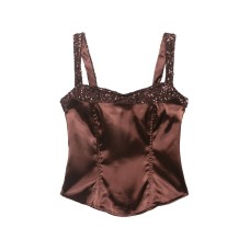 Spicy girl sequined patchwork sleeveless off shoulder camisole top