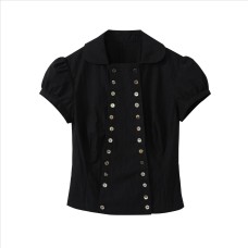 Series Shell Double-Breasted Bubble Cap Sleeve Regular Shoulder Fitted Shirt Series Shell Double-Breasted Bubble Cap Sleeve Regular Shoulder Fitted Shirt