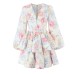 Style V-Neck Fitted Waist Lantern Sleeve Layered Hem Dress