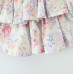 Style V-Neck Fitted Waist Lantern Sleeve Layered Hem Dress