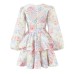 Style V-Neck Fitted Waist Lantern Sleeve Layered Hem Dress