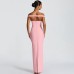 Elegant Mature Deep V Neck One-Shoulder Draped Belted Waist-Cinching Backless Sheath Dress