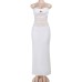 Chic Low Neck Revealing Bodycon Hollow Out Solid Color Mesh High Waist Strap Dress
