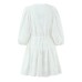 V-neck Dress with 3D Floral Embroidery Slim Fit Long Sleeve