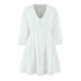 V-neck Dress with 3D Floral Embroidery Slim Fit Long Sleeve