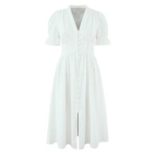 Elegant French-style Hollow Embroidery V-neck Fitted Dress Elegant French-style Hollow Embroidery V-neck Fitted Dress