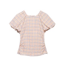 Simple balloon sleeve poplin pleated top