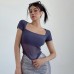 Chic Sheer Mesh Crop Top with Three-Quarter Sleeves, Soft V-Neckline, Breathable Lightweight Fabric, Casual Office Wear for Women