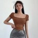 Chic Sheer Mesh Crop Top with Three-Quarter Sleeves, Soft V-Neckline, Breathable Lightweight Fabric, Casual Office Wear for Women