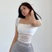 Chic Sheer Mesh Crop Top with Three-Quarter Sleeves, Soft V-Neckline, Breathable Lightweight Fabric, Casual Office Wear for Women