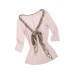 V-Neck Bow Knit Fitted Crop Top Women's Inner Layer Layering Tee