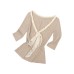 V-Neck Bow Knit Fitted Crop Top Women's Inner Layer Layering Tee