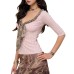 V-Neck Bow Knit Fitted Crop Top Women's Inner Layer Layering Tee