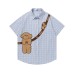 Embroidered plaid short sleeved shirt