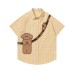 Embroidered plaid short sleeved shirt