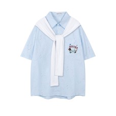 Shawl short sleeved shirt