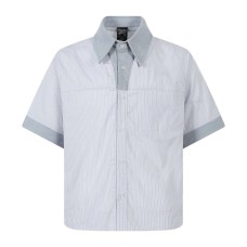 Vertical striped short sleeved shirt