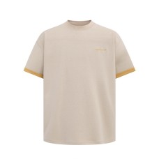 Half sleeve with contrasting rolled edges