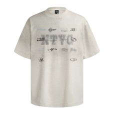 Blurred letter printing dirty short sleeved spray painting