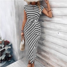 Short sleeved round neck long dress Short sleeved round neck long dress