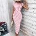 Short sleeved round neck long dress