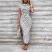 Short sleeved round neck long dress