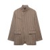 Elegant plaid casual blend suit jacket